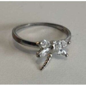 Dragon 529 Women’s Silver Ring Size 8 Dragonfly Clear Stone Sparkle Jewelry